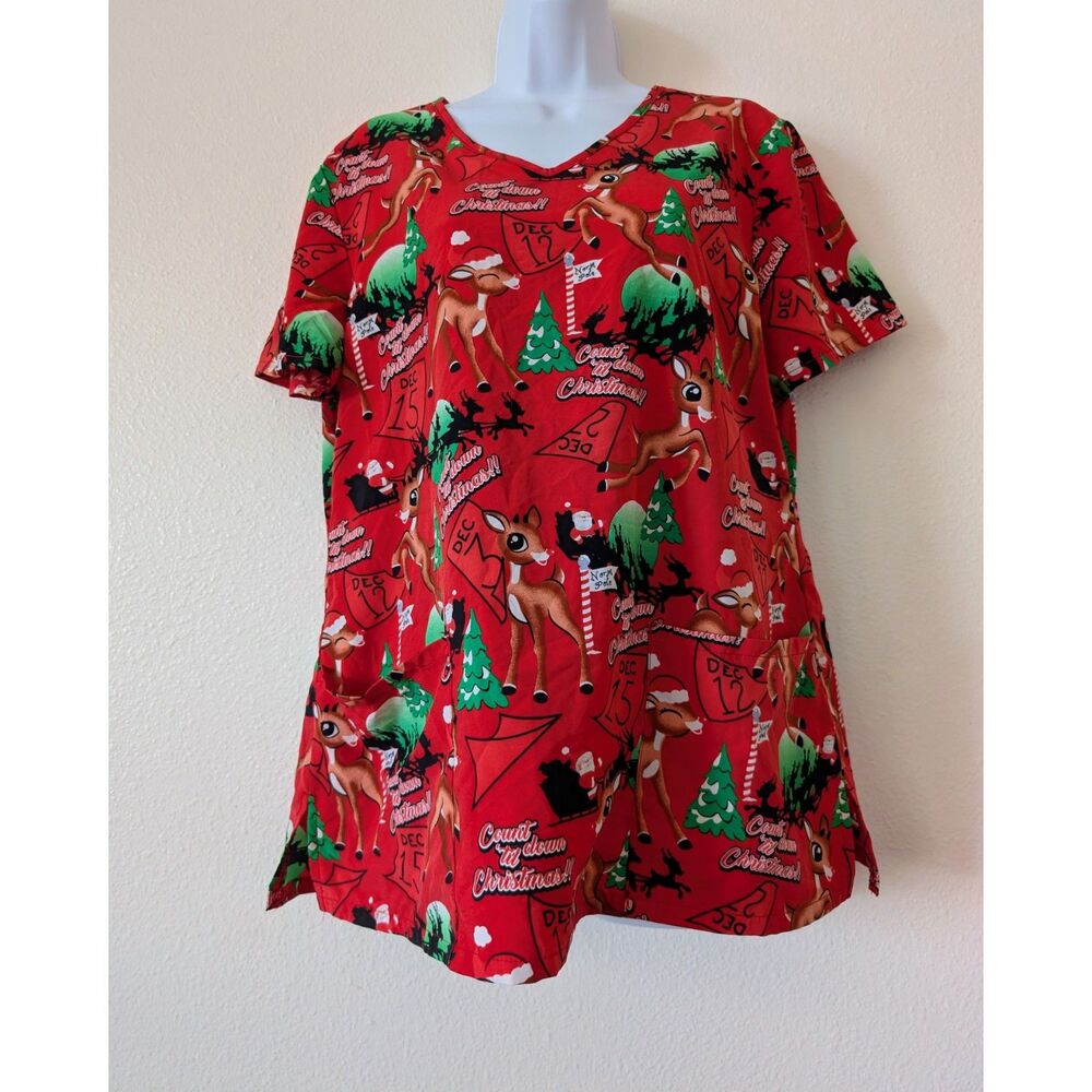 Rudolph the Red-Nosed Reindeer “Countdown to Christmas” Scrub Top